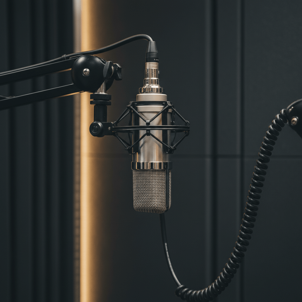 Professionele studiomicrofoon voor voice-over en stemacteur werkzaamheden in de omgeving van Zoetermeer.